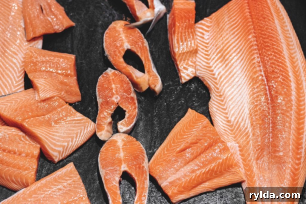 Fresh salmon fillets