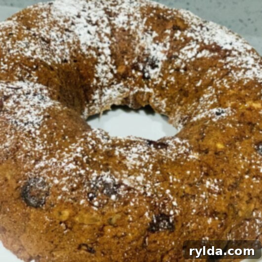 Chocolate Chip Almond Banana Bundt Cake, a delicious and easy dessert