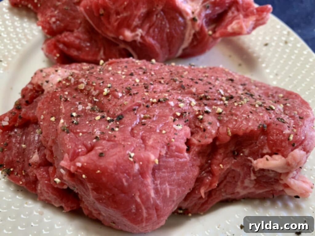 Tender Pan-Seared Filet Mignon with Savory Mushrooms 2 Two perfectly portioned 6 oz. filet mignons, ready for seasoning and searing.