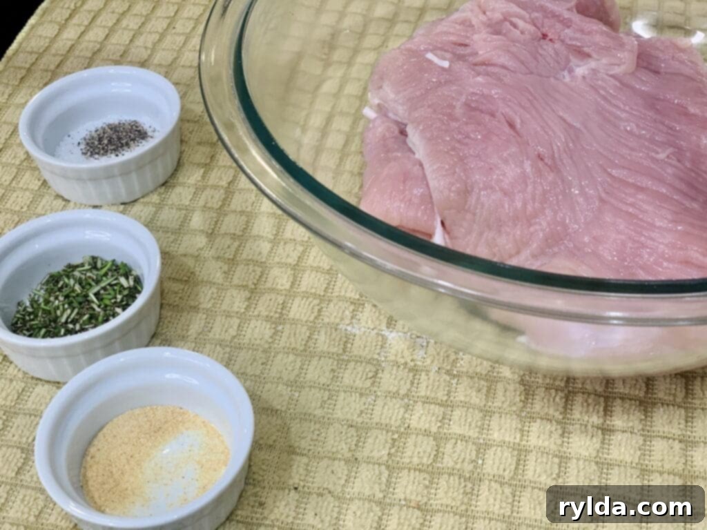 Turkey cutlets and seasonings