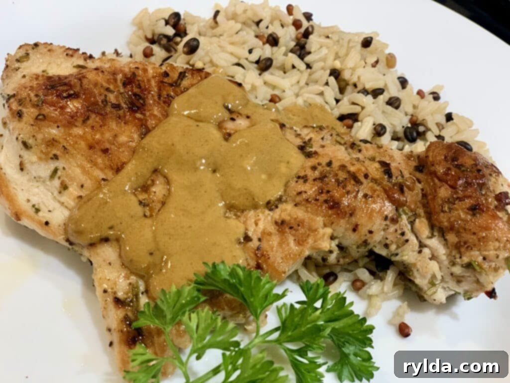 Plated Seared Turkey Cutlets with Dijon Gravy