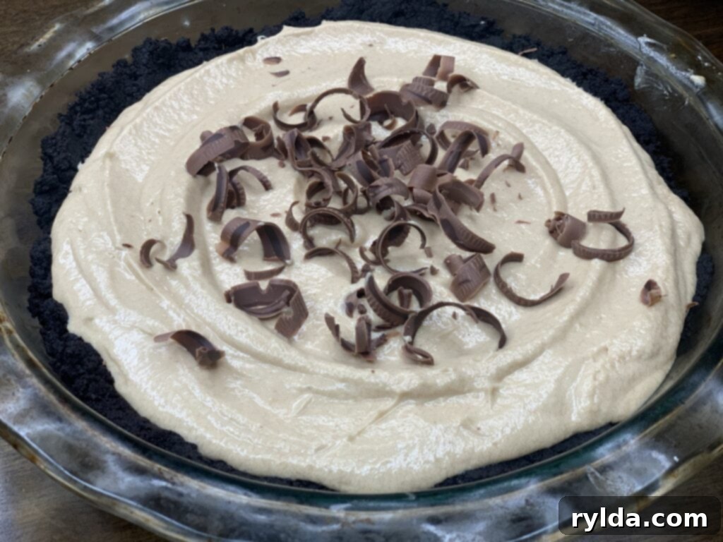 A beautifully sliced Chocolate Peanut Butter Pie ready to be served