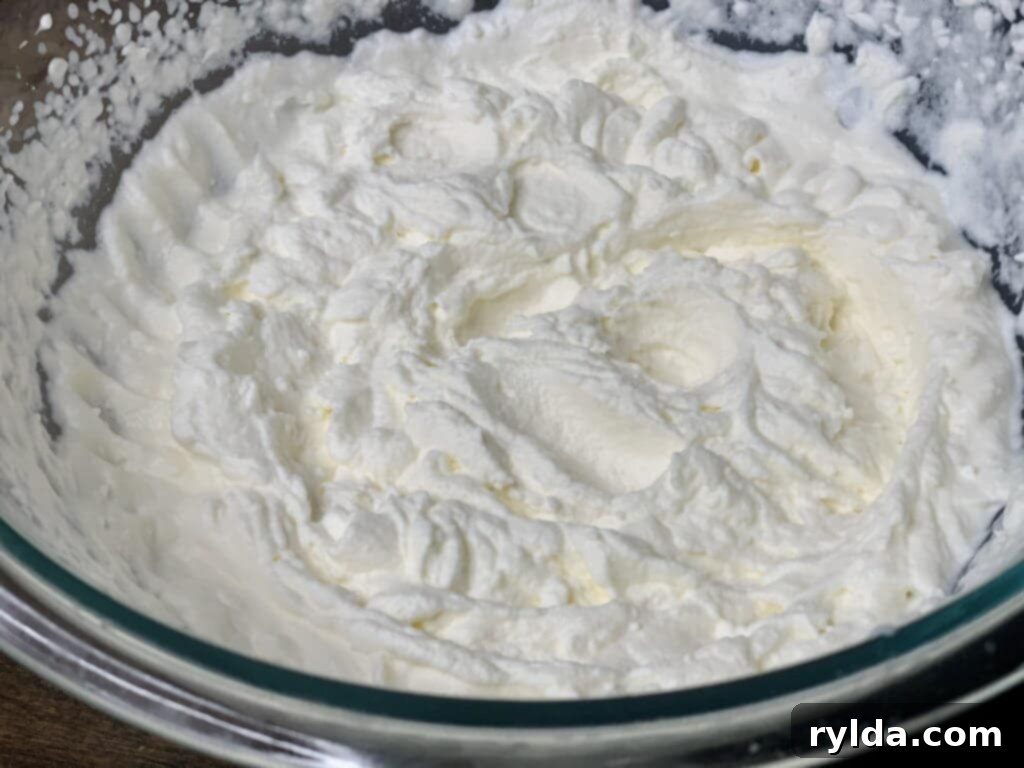 Heavy whipping cream beaten to stiff peaks