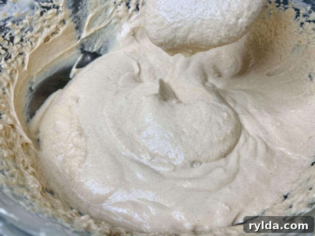 Whipped peanut butter filling in a bowl