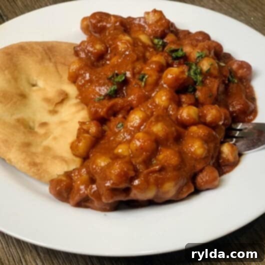 A delicious bowl of homemade Chana Masala (Chickpea Masala)