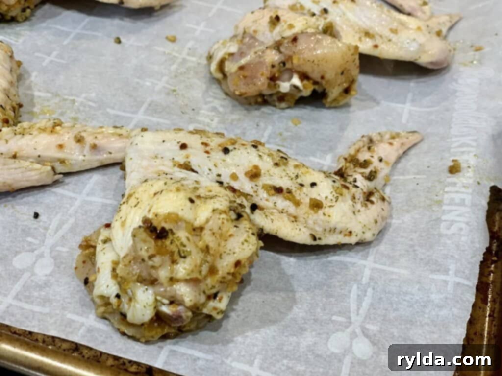 Baked chicken wings on a tray