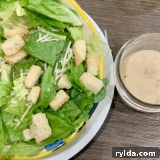 Caesar Salad with homemade dressing and croutons