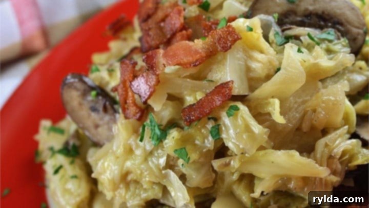 Southern Fried Cabbage with Bacon, Mushrooms, and Onions